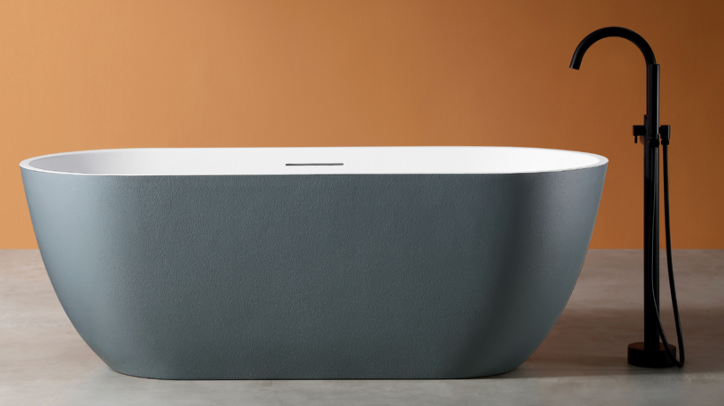 Dahua Oval Freestanding Bathtub – Stone Texture | Soft Curves, Timeless Serenity