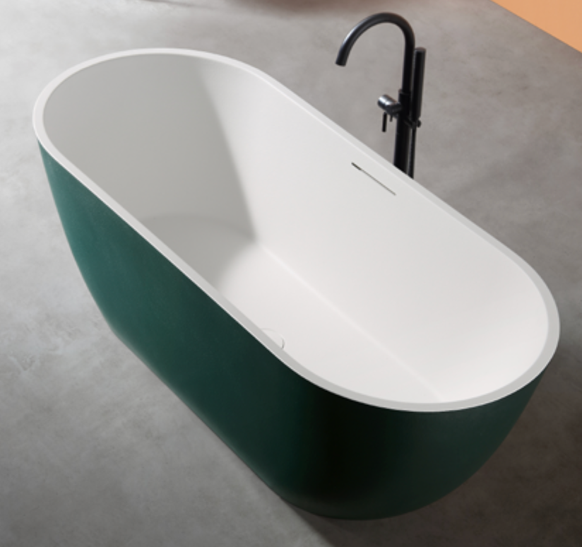 Dahua Oval Freestanding Bathtub – Stone Texture | Soft Curves, Timeless Serenity